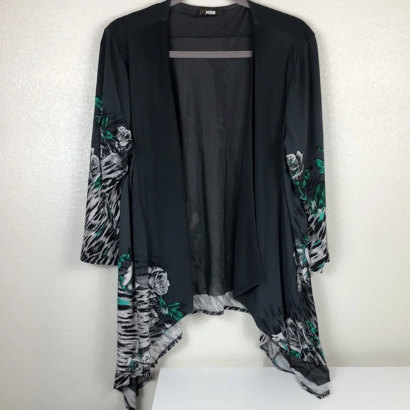 2/$30 Picadilly Fashion Slinky Cardigan Size XL Open Front Floral Animal Print - Picture 14 of 15